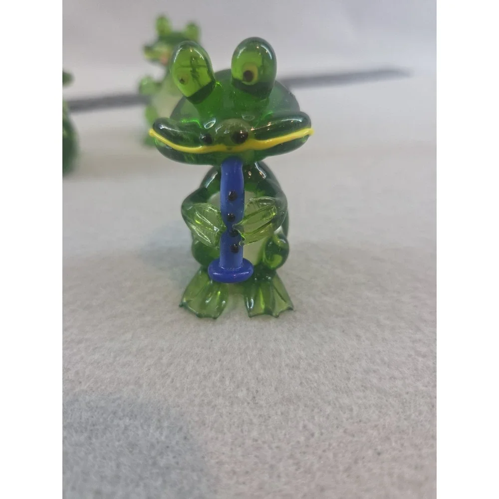 Funky And Whimsical Hand Made Green Frog Band With Instruments Set Of Four